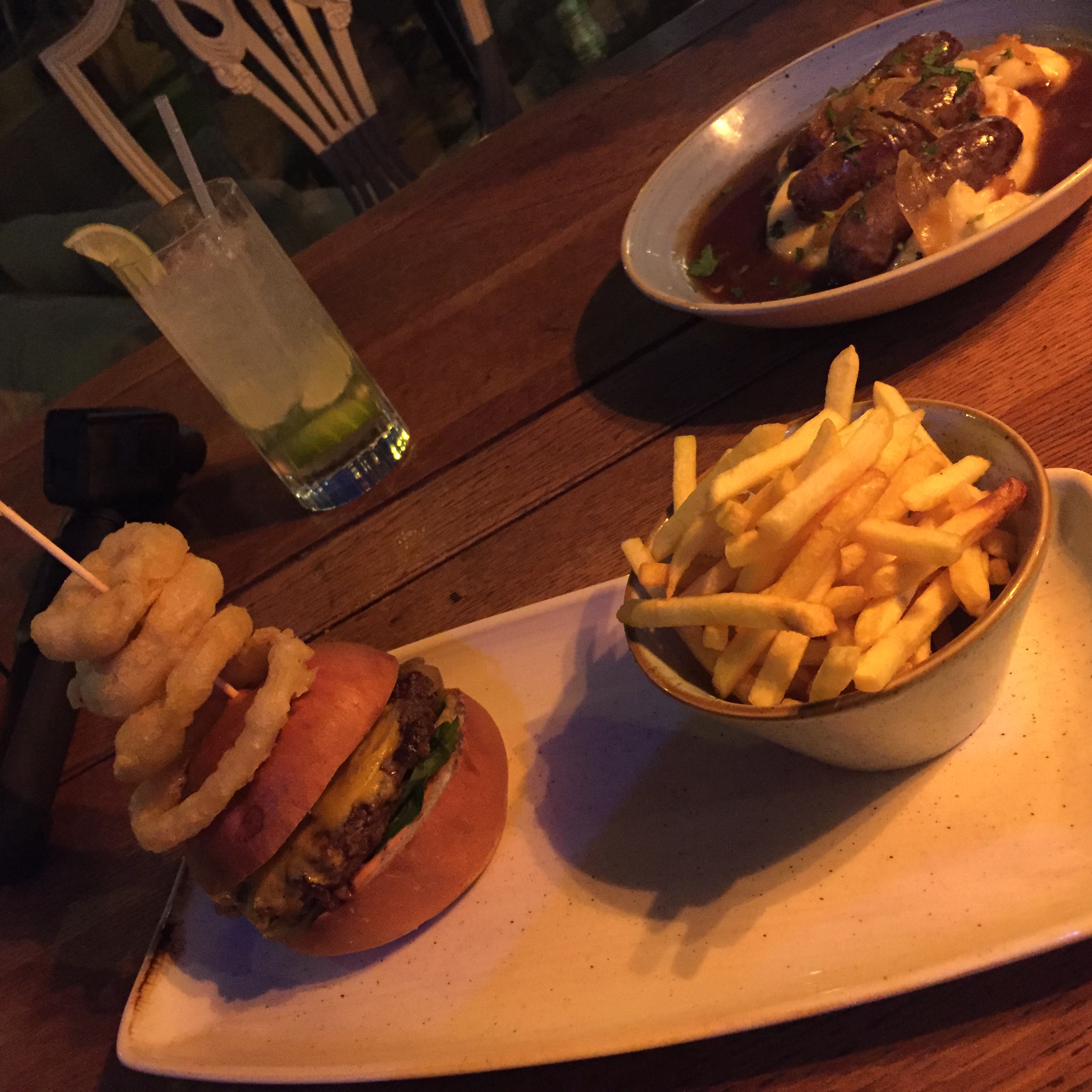 burger and chips at alexander pope restaurant